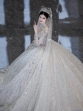 Luxury Ball Gown Sweetheart Sequin With Lace White Wedding Dress Modest Wedding Dresses Princess Wedding Gowns HZ1121