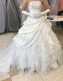Vintage Wedding Gown Bridal Dress Ball Gown Strapless Satin Wedding Dress White Wedding Dresses Modest Wedding Gowns HZ1121