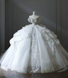 Princess Bridal Dress Ball Gown Off The Shoulder Tulle Wedding Dress With Short Sleeves Wedding Dresses Modest Wedding Gowns HZ1121