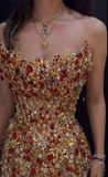 Trendy Sheath Strapless Beads Gold Mini Short Formal 8th Grade Homecoming Dresses Middle School Cocktail Dress Cocktail Outfits HZ1121