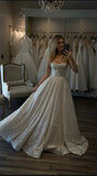 Unique Bridal Dress A line Spaghetti Straps White Sequin Long Wedding Dresses Simple Bride Dress Bridal Gowns HZ1121