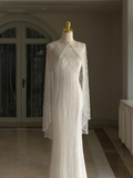 Pretty Wedding Dresses Mermaid Straps White Pearls Long Wedding Dresses Simple Bride Dress Bridal Gowns HZ1121