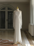 Pretty Wedding Dresses Mermaid Straps White Pearls Long Wedding Dresses Simple Bride Dress Bridal Gowns HZ1121