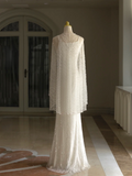 Pretty Wedding Dresses Mermaid Straps White Pearls Long Wedding Dresses Simple Bride Dress Bridal Gowns HZ1121