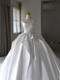 Princess Bridal Dress Ball Gown Strapless Satin Wedding Dress With Ruffles White Wedding Dresses Modest Wedding Gowns HZ1121