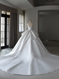 Princess Bridal Dress Ball Gown Strapless Satin Wedding Dress With Ruffles White Wedding Dresses Modest Wedding Gowns HZ1121