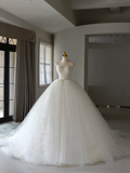 Princess Bridal Dress Ball Gown Sweetheart Tulle Wedding Dress With Ruffles White Wedding Dresses Simple Wedding Gowns HZ1121