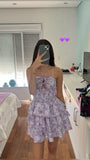 Cute A line Halter Lilac Mini Short Formal 8th Grade Homecoming Dresses Summer Middle School Hoco Dress Homecoming Outfits HZ1121