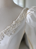Princess Bridal Dress Ball Gown V Neck Long Sleeves White Wedding Dress With Ruffles Beads White Wedding Dresses Modest Wedding Gowns HZ1121