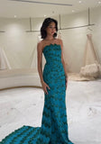 Elegant Sheath Strapless Blue Sequin Prom Dresses Party Dress Summer 22th Birthday Outfits 18th Birthday Dresses HZ1121
