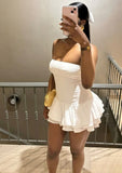 Cute Sheath Strapless White Short Mini Formal 8th Grade Homecoming Dresses Middle School Cocktail Dress Hoco Outfits HZ1121