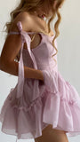 Modest A line Spaghetti Straps Chiffon Pink Mini Short Formal 8th Grade Homecoming Dresses Middle School Hoco Dress Cocktail Outfits HZ1121