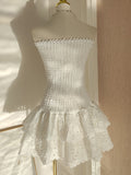 Cute Sheath Strapless Blue Lace Party Dress Graduation Dress Short Prom Dress Middle School Cocktail Dress Hoco Outfits HZ1121