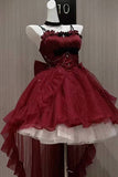 Cute Ball Gown Spaghetti Straps Burgundy Short Mini Formal 8th Grade Homecoming Dresses Middle School Cocktail Dress Hoco Outfits Lolita Dress HZ1121