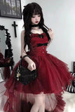 Goth Ball Gown Spaghetti Straps Burgundy Gotica Formal 8th Grade Homecoming Dresses Middle School Cocktail Dress Hoco Outfits Lolita Dress HZ1121