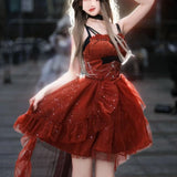 Goth Ball Gown Spaghetti Straps Burgundy Gotica Formal 8th Grade Homecoming Dresses Middle School Cocktail Dress Hoco Outfits Lolita Dress HZ1121