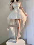 Goth Ball Gown Spaghetti Straps Tulle Short Mini Formal 8th Grade Homecoming Dresses Middle School Cocktail Dress Lolita Outfits HZ1121