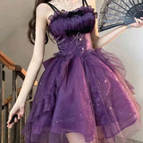 Goth Ball Gown Spaghetti Straps Grape Gotica Formal 8th Grade Homecoming Dresses Middle School Cocktail Dress Lolita Outfits Lolita Dress HZ1121