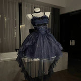Sweet Ball Gown Spaghetti Straps Navy Blue Gotica Formal 8th Grade Homecoming Dresses Middle School Lolita Dress Hoco Outfits Lolita Outfit HZ1121