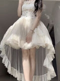 Gothic Ball Gown Spaghetti Straps Ivory Formal 8th Grade Homecoming Dresses Middle School Hoco Dress Lolita Outfits HZ1121