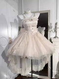 Gothic Ball Gown Spaghetti Straps Ivory Formal 8th Grade Homecoming Dresses Middle School Hoco Dress Lolita Outfits HZ1121