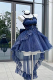 Sweet Ball Gown Spaghetti Straps Tulle Navy Blue Gotica Formal 8th Grade Homecoming Dresses Middle School Lolita Dress Hoco Outfits Lolita Outfit HZ1121