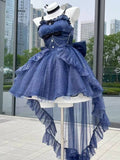 Sweet Ball Gown Spaghetti Straps Tulle Navy Blue Gotica Formal 8th Grade Homecoming Dresses Middle School Lolita Dress Hoco Outfits Lolita Outfit HZ1121