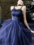 Sweet Ball Gown Spaghetti Straps Tulle Navy Blue Gotica Formal 8th Grade Homecoming Dresses Middle School Lolita Dress Hoco Outfits Lolita Outfit HZ1121