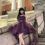 Gothic Ball Gown Spaghetti Straps Grape Short Mini Formal 8th Grade Homecoming Dresses Middle School Cocktail Dress Hoco Outfits Lolita Dress HZ1121