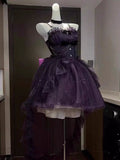 Gothic Ball Gown Spaghetti Straps Grape Short Mini Formal 8th Grade Homecoming Dresses Middle School Cocktail Dress Hoco Outfits Lolita Dress HZ1121