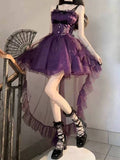 Gothic Ball Gown Spaghetti Straps Grape Short Mini Formal 8th Grade Homecoming Dresses Middle School Cocktail Dress Hoco Outfits Lolita Dress HZ1121