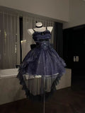 Sweet High Low Spaghetti Straps Tulle Navy Blue Gotica Formal 8th Grade Homecoming Dresses Middle School Lolita Dress Hoco Outfits Lolita Outfits HZ1121