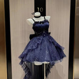 Sweet High Low Spaghetti Straps Tulle Navy Blue Gotica Formal 8th Grade Homecoming Dresses Middle School Lolita Dress Hoco Outfits Lolita Outfits HZ1121