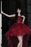 Goth Ball Gown Spaghetti Straps Burgundy Short Mini Corset Back Formal 8th Grade Homecoming Dresses Middle School Lolita Dress Birthday Outfits Lolita Outfit HZ1121