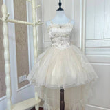 Cute Ball Gown Spaghetti Straps Ivory Tulle Formal 8th Grade Homecoming Dresses Middle School Lolita Dress Birthday Dress Lolita Outfits HZ1121
