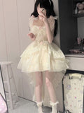 Cute Ball Gown Straps Ivory Tulle Formal 8th Grade Homecoming Dresses Middle School Lolita Dress Birthday Dress Lolita Outfits HZ1121