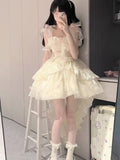Cute Ball Gown Straps Ivory Tulle Formal 8th Grade Homecoming Dresses Middle School Lolita Dress Birthday Dress Lolita Outfits HZ1121