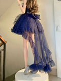 Cute French Style Ladies Fairy Spaghetti Straps Tulle Navy Blue Gotica Formal 8th Grade Homecoming Dresses Middle School Lolita Dress Hoco Outfits Lolita Outfits HZ1121