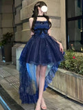 Cute French Style Ladies Fairy Spaghetti Straps Tulle Navy Blue Gotica Formal 8th Grade Homecoming Dresses Middle School Lolita Dress Hoco Outfits Lolita Outfits HZ1121