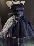 Cute French Style Ladies Fairy High Low Spaghetti Straps Tulle Navy Blue Gotica Formal 8th Grade Homecoming Dresses Lolita Dress Hoco Outfits Lolita Outfits HZ1121