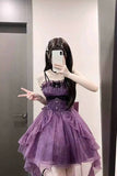 Gothic Ball Gown Spaghetti Straps Purple Short Mini Formal 8th Grade Homecoming Dresses Middle School Cocktail Dress Hoco Outfits Lolita Dress HZ1121