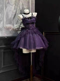 Gothic Ball Gown Spaghetti Straps Purple Short Mini Formal 8th Grade Homecoming Dresses Middle School Cocktail Dress Hoco Outfits Lolita Dress HZ1121