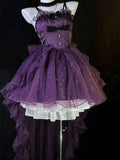 Gothic Ball Gown Spaghetti Straps Purple Short Mini Formal 8th Grade Homecoming Dresses Middle School Cocktail Dress Hoco Outfits Lolita Dress HZ1121