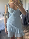 Classy Sheath Tight Spaghetti Straps Light Sky Blue Chiffon Formal 8th Grade Homecoming Dresses Middle School Hoco Dress Birthday Dress Hoco Outfits HZ1121