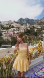 Modest A line Spaghetti Straps Yellow Satin Short Formal 8th Grade Homecoming Dresses Middle School Semi Mini Formal Hoco Dress Cocktail Outfits HZ1121