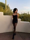 Unique Hoco Dresses Sheath Spaghetti Straps Short Black Sequin Mini Formal 8th Grade Homecoming Dresses Middle School 18th Birthday Outfits Hoco Outfit HZ1121