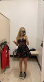 Classy A Line Sweetheart Black Floral Tulle Formal 8th Grade Homecoming Dresses Middle School Hoco Dress Birthday Dress Mini Hoco Outfits HZ1121