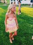 Elegant A line Spaghetti Straps Pink Lace Short Formal 8th Grade Homecoming Dresses Middle School Semi Mini Formal Hoco Dress Hoco Court Dresses HZ1121
