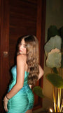 Classic Hoco Dresses Sheath Tight Strapless Green Short Satin Mini Formal 8th Grade Homecoming Dresses Middle School 16th Birthday Outfits Hoco Outfit HZ1121