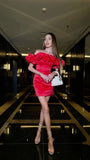 Classy Sheath Strapless Neck Red Short Mini Formal 8th Grade Homecoming Dresses Middle School Hoco Court Dress 21st Birthday Dress Hoco Outfits HZ1121